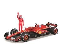 Bburago - Ferrari SF-24 Leclerc, 1:24 Scale Model, Driver Figure | 1:24 scale SF-24 #16 Leclerc F1 model car with driver figure, detailed replica, officially licensed by Ferrari, ages 14+