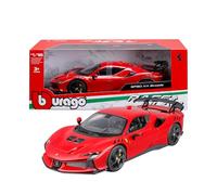 Bburago - Ferrari SF90XX Stradale 2024, 1:18 Scale Model Car, Extreme Red Supercar with Opening Doors, Bonnet and Boot, Detailed Replica, Ferrari Licence, Age 36+ Months