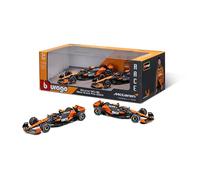 Bburago Formula 1 McLaren MCL38 Set of 2 (2024): 1:43 Scale Model Car Set, Window Box, 10 Inch, Black Orange (18-38202)