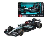 Bburago Formula 1 Mercedes-AMG Petronas F1 W15 Team (2024): 1:43 Scale Model Car from Driver #63 George Russell, Window Box, 12.5 cm, Black Silver (18-38208R)