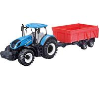 Bburago New Holland T7.315 Tractor with Tipping Trailer - 10CM - Incredibly Detailed Die-Cast Replica Collectible Model Vehicle