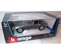 Bburago silver grey E type jaguar coupe 1961-1974 car 1.18 scale diecast model