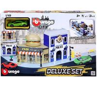 Bburago STREET FIRE CITY DELUXE Playest with 2 Die-Cast Cars - 1:43 Scale