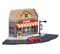 Bburago STREET FIRE CITY KIOSK STORE Playset with Mini Cooper Die-Cast Car - 1:43 Scale