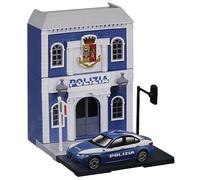 Bburago STREET FIRE CITY POICE STATION Playset with Land Rover Freelander 2 Die-Cast Car - 1:43 Scale