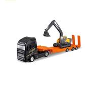 Bburago STREET FIRE HAULER VOLVO With CONSTRUCTION VEHICLE Truck - 1:43 Scale - Incredibly Detailed Die-Cast Replica Collectible Model Vehicle, Yellow