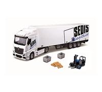 Bburago STREET FIRE HAULERS MB ACRTROS LIFT AND LOAD Die-Cast Truck with Pallets - 1:43 Scale - Collectible Truck