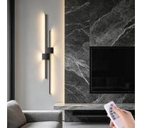 BBWO Indoor LED Wall Light Living Room Wall Lamp Linear Double-Head Design Modern Bedside Lamp Dimmable with Remote Control Suitable for Bedroom Dining Room Corridor Stairwell Hallway(A,60CM)