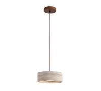 BBWO LED Wooden Pendant Light Nordic-Style Yellow Travertine Pendant Lamp Modern Cylindrical Chandelier in Natural Stone Wabi-sabi Style Suitable for Dining Room Kitchen Island Living Room(B)