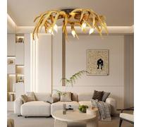 BBWO Retro Resin Antlers Ceiling Lighting fixture lampe E14 ×5 antique Ceiling lampe bedroom Pendant Light Resin Lampshade ceiling Chandelier corridor vintage style lights Dining Table chandelier