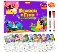 BBWOO 20 Themes Search and Find Books for Kids Ages 3-5, Princess Educational S ame, Travel Games Toys for Car Airplane, Preschool Learning Road Trip Activities for Kids Games Ages 4-8
