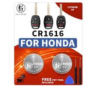 BBXSA 2 x Replacement Battery for Honda CR1616 | Fits Accord Civic Pilot Odyssey CR-V CRZ Element Fit Insight Ridgeline TSX Smart Remote (check the