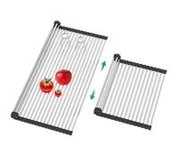 BBXTYLY Extra Large Expandable Roll Up Dish Drying Rack,Over The Sink Drying Rack Sink Cover Kitchen Sink Accessories Kitchen Rolling up Stainless Steel Drainer, Foldable,Rollable（Black，22.8''-17''）