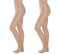 BBXWANG 2 Pairs 70D Stirrup Shimmer Tights Shiny Tights High Waist Dance Tight Ballet Performance (UK, Alpha, M, Regular, Regular, Nude)