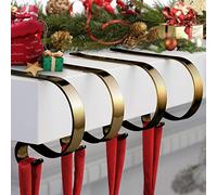 BBXWANG 4 Pcs Christmas Stocking Holders for Mantle, Metal Stand Stocking Hooks with Non-Slip Mat, Stocking Hangers for Party Decoration Supplies (Bronze)