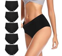 BBXWANG 5 Pack Cotton Underwear Women, Knickers for Women Multipack Comfy Stretchy Womens Pants Ladies Panties Full Briefs (UK, Alpha, M, Regular, Regular, Black*5)
