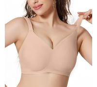 BBXWANG Jelly Bras for Women UK, Seamless Push Up Wireless Bra, Full Coverage Non Wired Support Bras Everyday Bralettes (UK, Alpha, L, Regular, Regular, Nude)