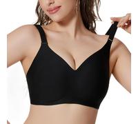 BBXWANG Jelly Bras for Women UK, Seamless Push Up Wireless Bra, Full Coverage Non Wired Support Bras Everyday Bralettes (UK, Alpha, L, Regular, Regular, Black)