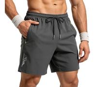 BBXWANG Swimming Shorts Men with Zip Pockets Quick Dry Swimming Trunks Summer Beach Board Shorts for Sport Surf Swim Gym (UK, Alpha, 3XL, Regular, Regular, Grey)