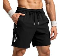 BBXWANG Swimming Shorts Men with Zip Pockets Quick Dry Swimming Trunks Summer Beach Board Shorts for Sport Surf Swim Gym (UK, Alpha, 3XL, Regular, Regular, Black)