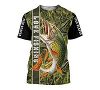 BBYOUTH 3D Bass Fishing Shirts for Men, Camouflage Fish Reaper Print Animal Art Summer Short Sleeve Harajuku T-Shirt,Love Fishing,S
