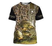 BBYOUTH 3D Bass Fishing Shirts for Men, Camouflage Fish Reaper Print Animal Art Summer Short Sleeve Harajuku T-Shirt,Carp Fishing,XXL