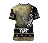 BBYOUTH 3D Fishing T-Shirts Men Classic Summer Fish Reaper Carp Hunter Animal Print Camo Short Sleeve,Pike Fishing,3XL