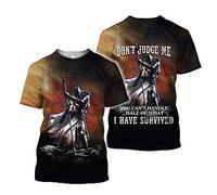 BBYOUTH 3D Print Medieval Knight Crusader Armor T Shirt, Retro Solomon Temple Cosplay Costume Mens Short Sleeve,Don't Judge Me,7XL