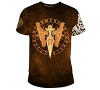 BBYOUTH 3D Viking Men Summer T-Shirt, Odin Myth Thor Hammer Tattoo Art Ultra Thin Oversize Short Sleeve Norse Gift,Gungnir,7XL