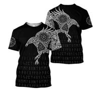BBYOUTH 3D Viking Men's T-shirt Valhalla North Odin Summer Short Sleeve Cosplay Costume,Odin Raven,4XL