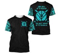 BBYOUTH 3D Viking Men's T-shirt Valhalla North Odin Summer Short Sleeve Cosplay Costume,Shield Maiden,L
