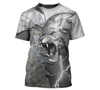 BBYOUTH Christianity Jesus Knight Templar Armour T-Shirt 3D Printed Summer Casual Short Sleeve Cosplay Costumes,Lion Armour,3XL