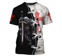 BBYOUTH Christianity Jesus Knight Templar Armour T-Shirt 3D Printed Summer Casual Short Sleeve Cosplay Costumes,Im to Die for,M