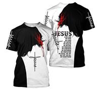 BBYOUTH Jesus T-Shirt for Mens and Women, Summer Hipster Knights Templar Tattoo 3D Printed Casual Short Sleeve 7 Patterns,Jesus Is My King,L