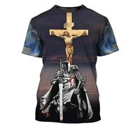BBYOUTH Knight Templar T-Shirt for Mens, 3D Printed Medieval Jesus Crusader Armour Retro Summer Casual Short Sleeve Unisex,Crucifixion,3XL
