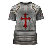 BBYOUTH Knight Templar T-Shirt for Mens, 3D Printed Medieval Jesus Crusader Armour Retro Summer Casual Short Sleeve Unisex,Ancient Armour,L