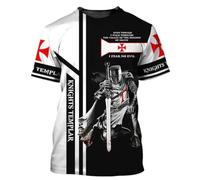 BBYOUTH Knight Templar T-Shirt for Mens, 3D Printed Medieval Jesus Crusader Armour Retro Summer Casual Short Sleeve Unisex,I Fear No Evil,M