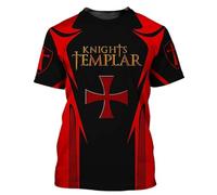BBYOUTH Knight Templar T-Shirt for Mens, 3D Printed Medieval Jesus Crusader Armour Retro Summer Casual Short Sleeve Unisex,Crusader Symbol,XXL