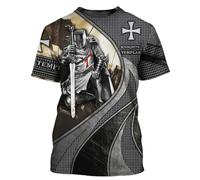 BBYOUTH Knight Templar T-Shirt for Mens, 3D Printed Medieval Jesus Crusader Armour Retro Summer Casual Short Sleeve Unisex,War Armour,L