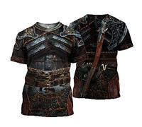 BBYOUTH Men Armor T Shirt 3D Print Medieval Knight Logo Retro Short Sleeve Unisex Casual Tops,Battleax,7XL