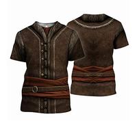 BBYOUTH Men Armor T Shirt 3D Print Medieval Knight Logo Retro Short Sleeve Unisex Casual Tops,Brown,S