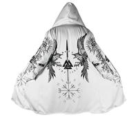 BBYOUTH Mens Mid-Length Cape Faux Cashmere Lining Hooded Cloak with Pocket, Medieval Motorcycle Autumn Winter Jacket,Gungnir,M