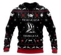BBYOUTH Men's Viking Hoodie, 3D Printed Norse Myth Tattoo Cosplay Sweater Vikings Merchandise (USA Size),Valhalla,XXL