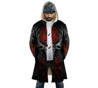 BBYOUTH Nordic Mythology 3D Printed Mid-length Hooded Cape, Men's Winter Warm Cosplay Costume,Viking Symbols,5XL