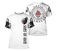 BBYOUTH Norse Mythology Theme T-Shirt 3D Printed Odin Tattoo Couples Summer Short Sleeve Vikings Cosplay Costume (11 USA Size),Sons of Odin,XL