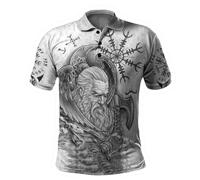 BBYOUTH Odin Raven and Wolf Men Viking Cosplay Cloak 3D Printed Shirt - Norse Myth Theme Costume,Polo Shirt,L
