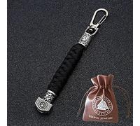 BBYOUTH Odin Rune Keychain Navy Style Umbrella String Handmade Braided Men Knife Car Key Pendant Norse Gift with Viking Jewelry Bag,Black