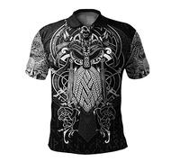 BBYOUTH Viking Polo Shirt Men, 3D Printed Norse Myth Symbols Breathable Short Sleeve Cosplay Shirt (11 USA Size),Odin God,XXL