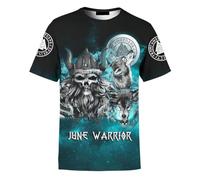 BBYOUTH Viking T-shirt Men, 3D Printed Odin Fenrir Wolf Summer Short Sleeve Norse Mythology Cosplay Costume,Warrior,M