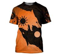 BBYOUTH Viking T-shirt Men, 3D Printed Odin Fenrir Wolf Summer Short Sleeve Norse Mythology Cosplay Costume,Geri Freki,S